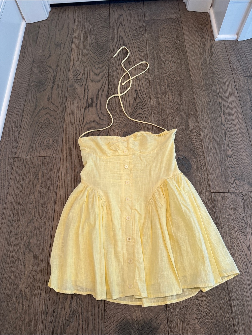 Yellow Button-Front Mini Dress - Unbranded